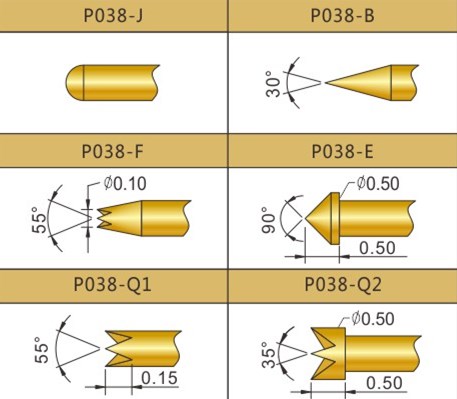 PA038測(cè)試探針頭型，華榮華探針廠家